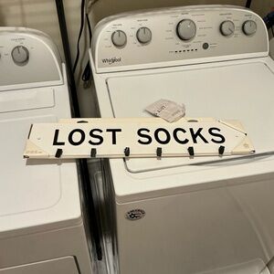LOST SOCKS Wall Hook Sign - Black on White